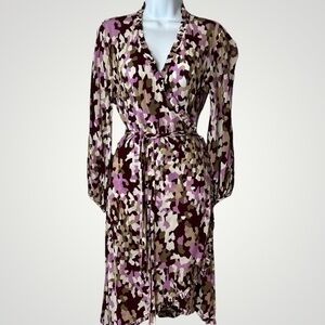 Louise Arias jersey knit wrap dress in abstract florals